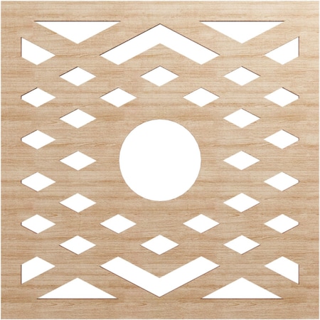 Ekena Millwork Chevron Wood Fretwork Pierced Ceiling Medallion, Alder, 16"OD x 4 1/8"ID x 3/8"T CMWP16X16X0375CHAL